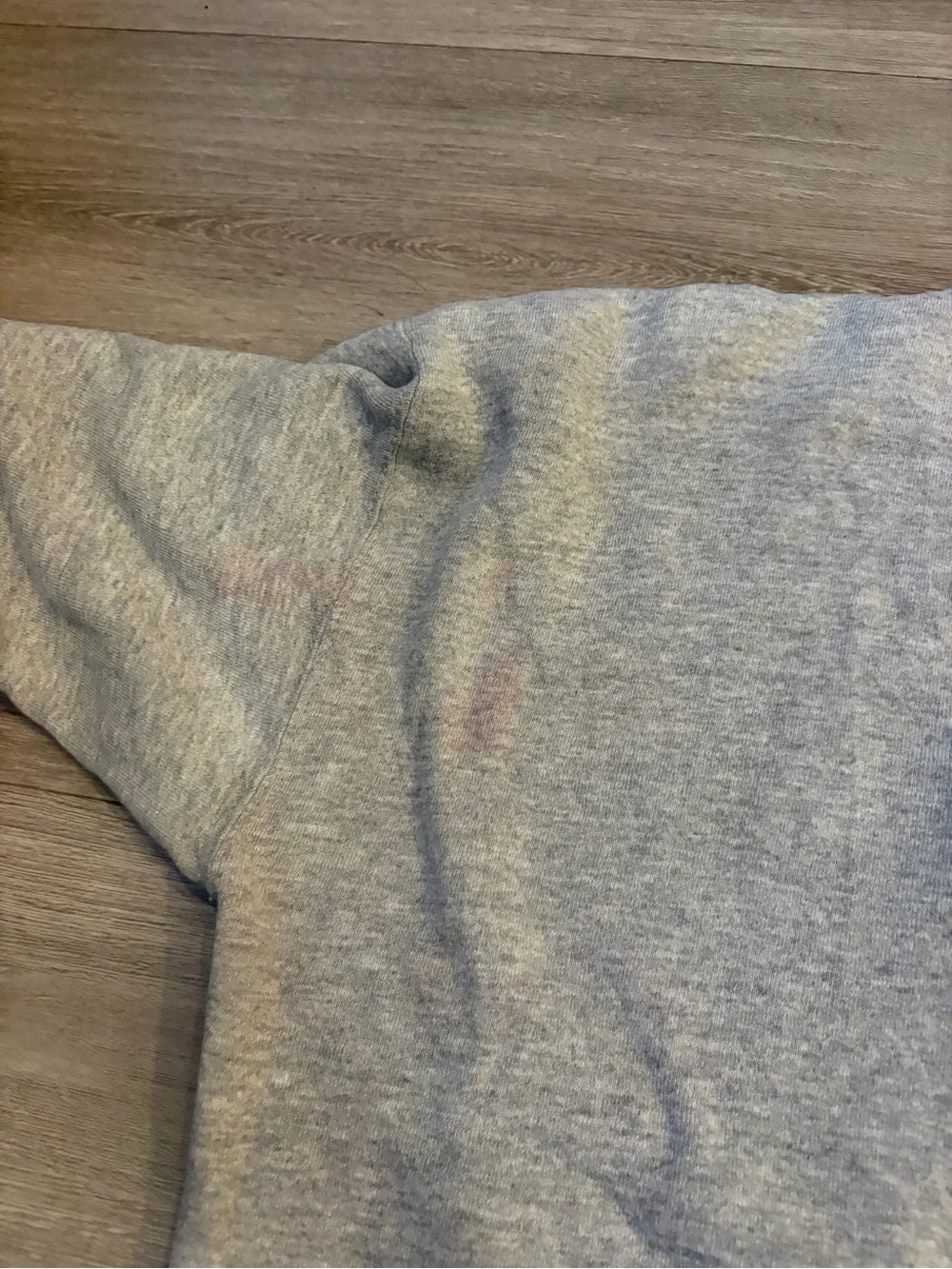 Men's Grey Crewneck Sweater with Red Stripe Accents